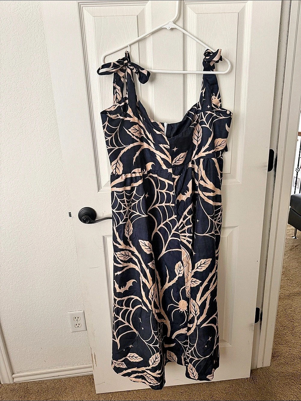 Brand new Nerdy wave maxi dress with spider webs and bat 🦇 print in blue and tan